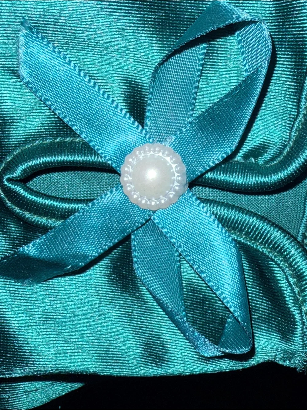 Elegant Teal Satin Wrist Gloves with Bow Accent